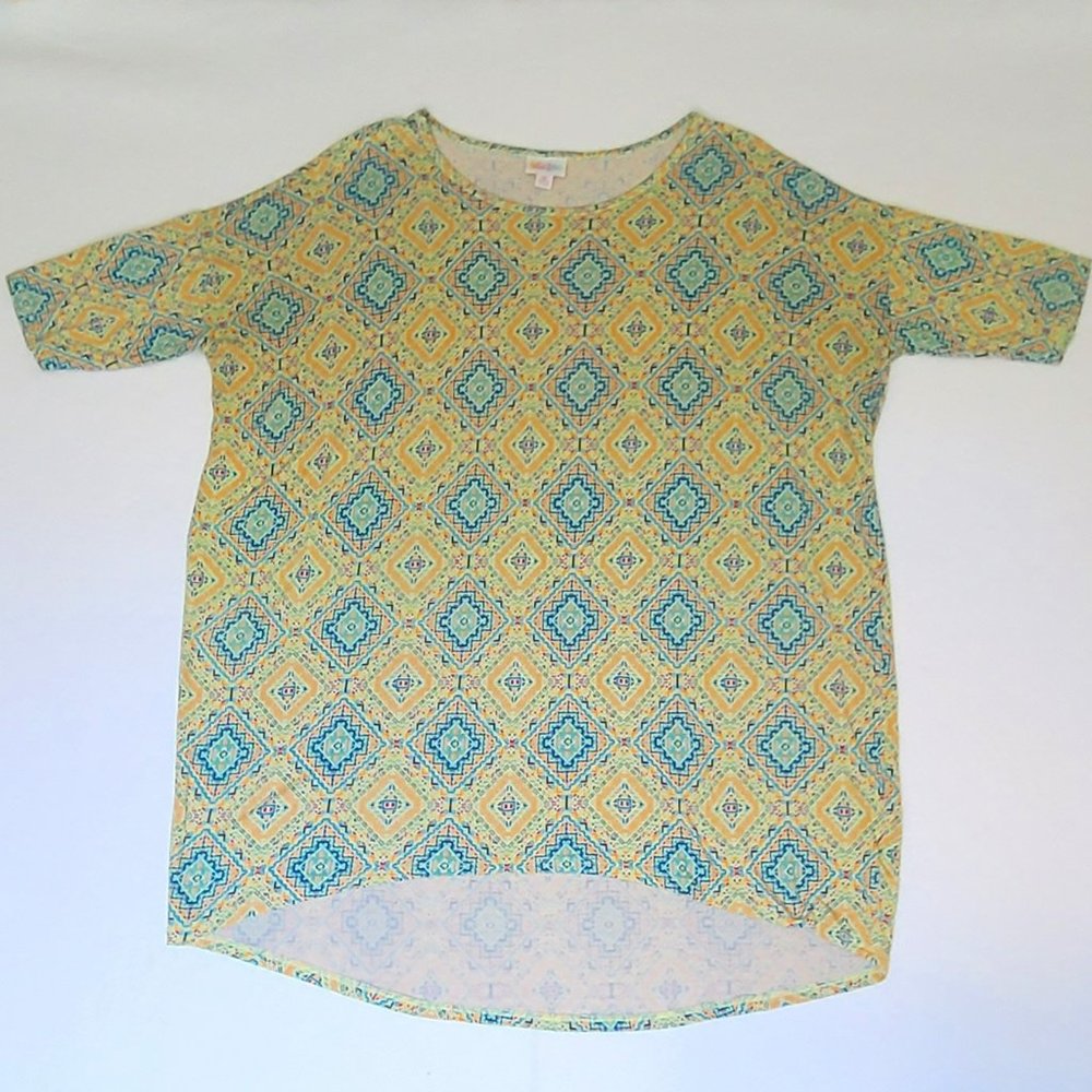 LuLaRoe High Low Tunic Top Diamond Pattern Stretch Comfort Casual Wear